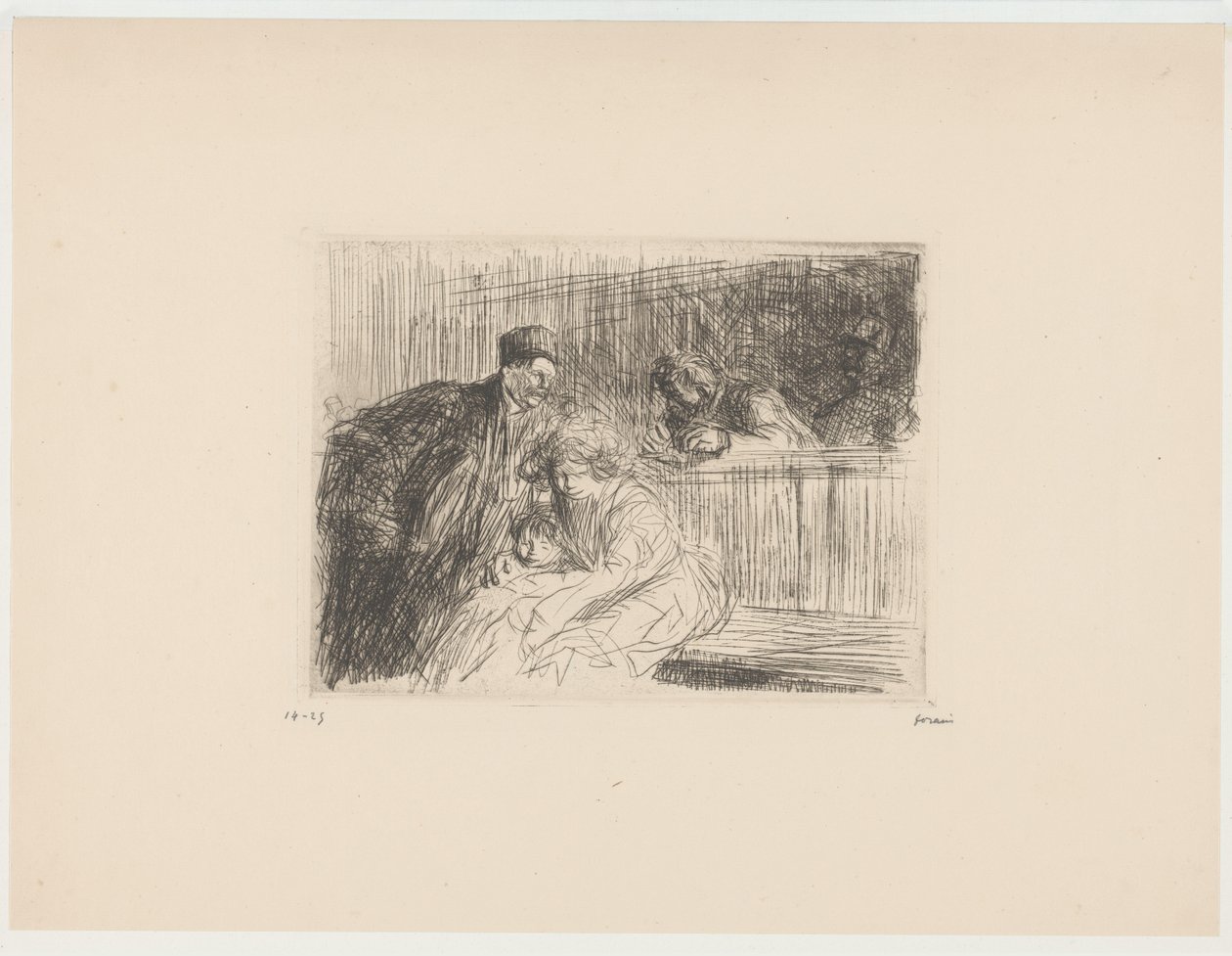 Prawnik z klientami w sądzie autorstwa Jean Louis Forain (signed by artist)