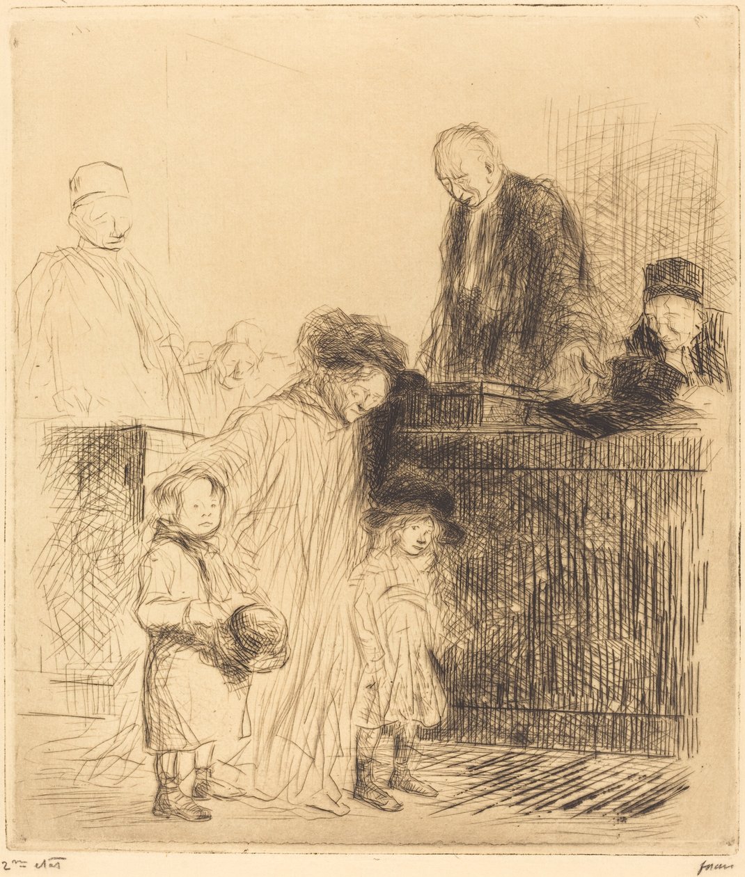 Wyjście z rozprawy (pierwsza płyta) autorstwa Jean Louis Forain