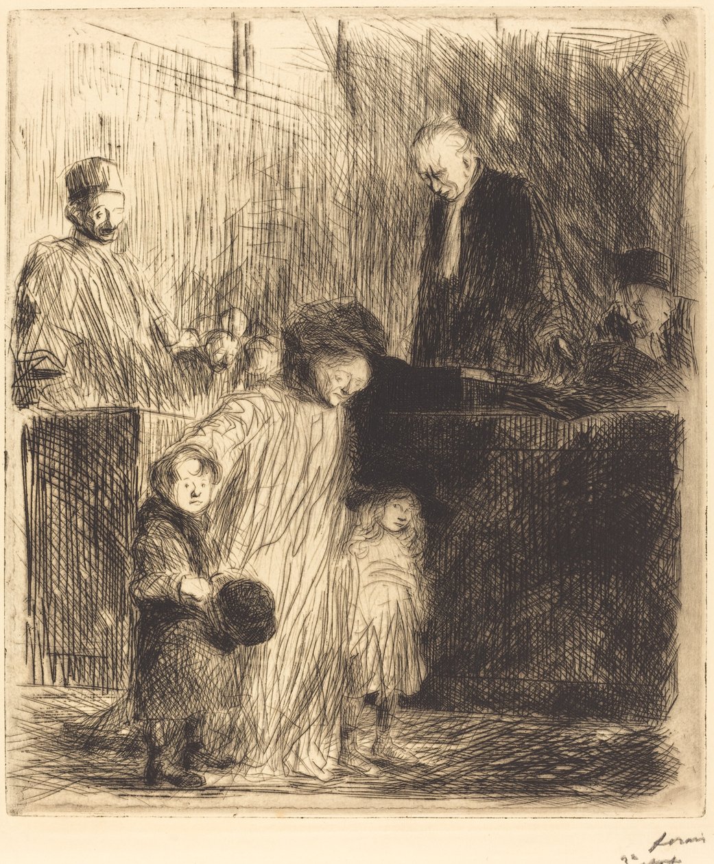 Wyjście z rozprawy (pierwsza płyta) autorstwa Jean Louis Forain