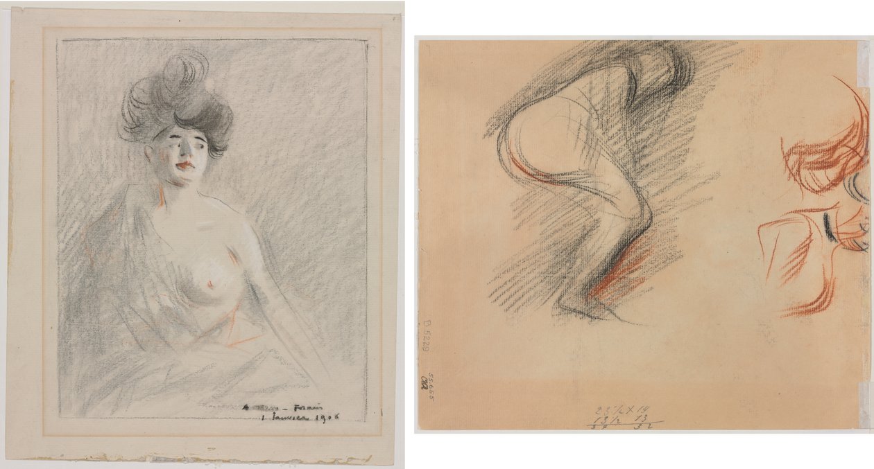 Kurtyzana (recto) Szkice figur (verso) autorstwa Jean Louis Forain