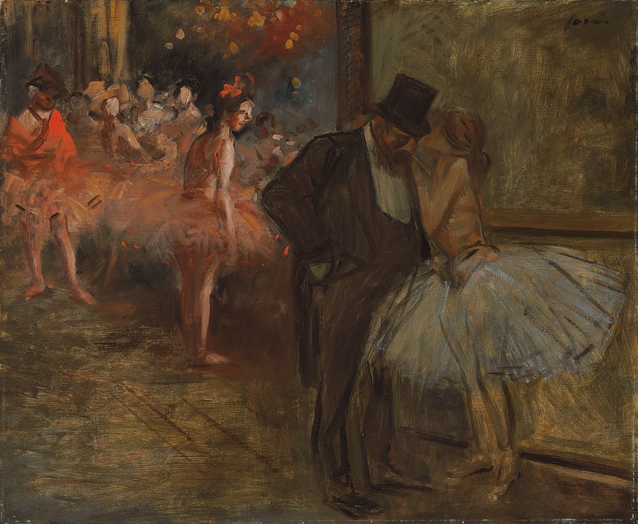 Tancerka i Prenumeratorka w Operze; Tancerz i prenumerator, w Operze, ok. 1905 autorstwa Jean Louis Forain