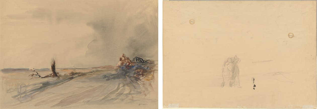 Ziemia zdewastowana (recto); Postacie w krajobrazie (verso) autorstwa Jean Louis Forain