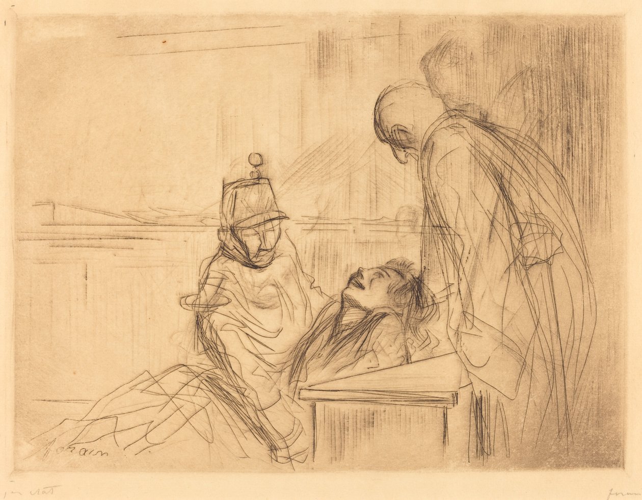 Zemdlenie na rozprawie autorstwa Jean Louis Forain