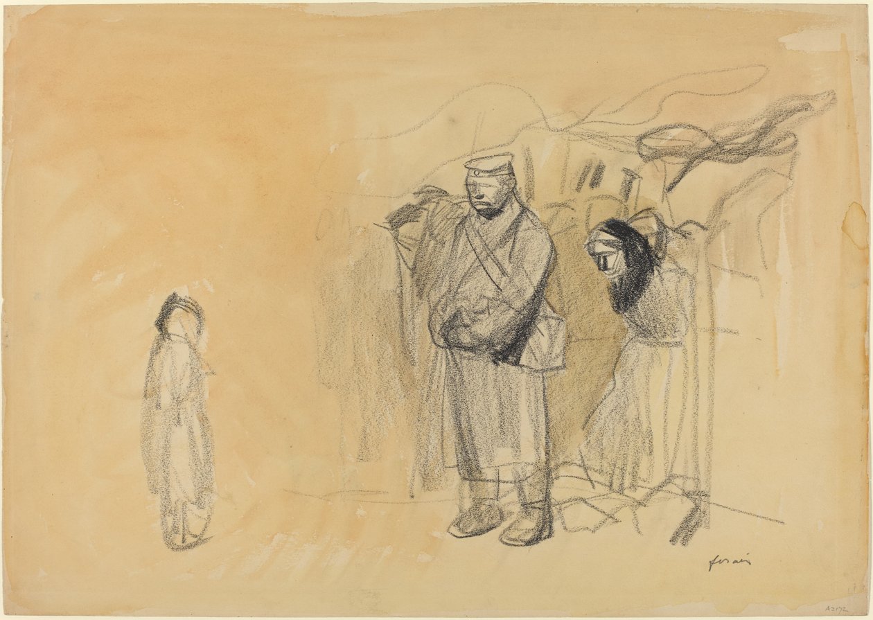 Żołnierze niemieccy i dziecko francuskie, ok. 1930 r. 19141919. autorstwa Jean Louis Forain