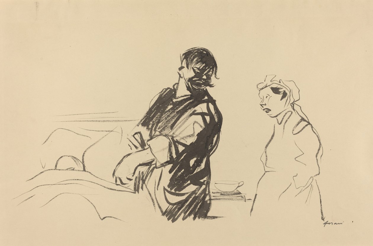 Scena szpitalna, ok. godz. 19141919. autorstwa Jean Louis Forain