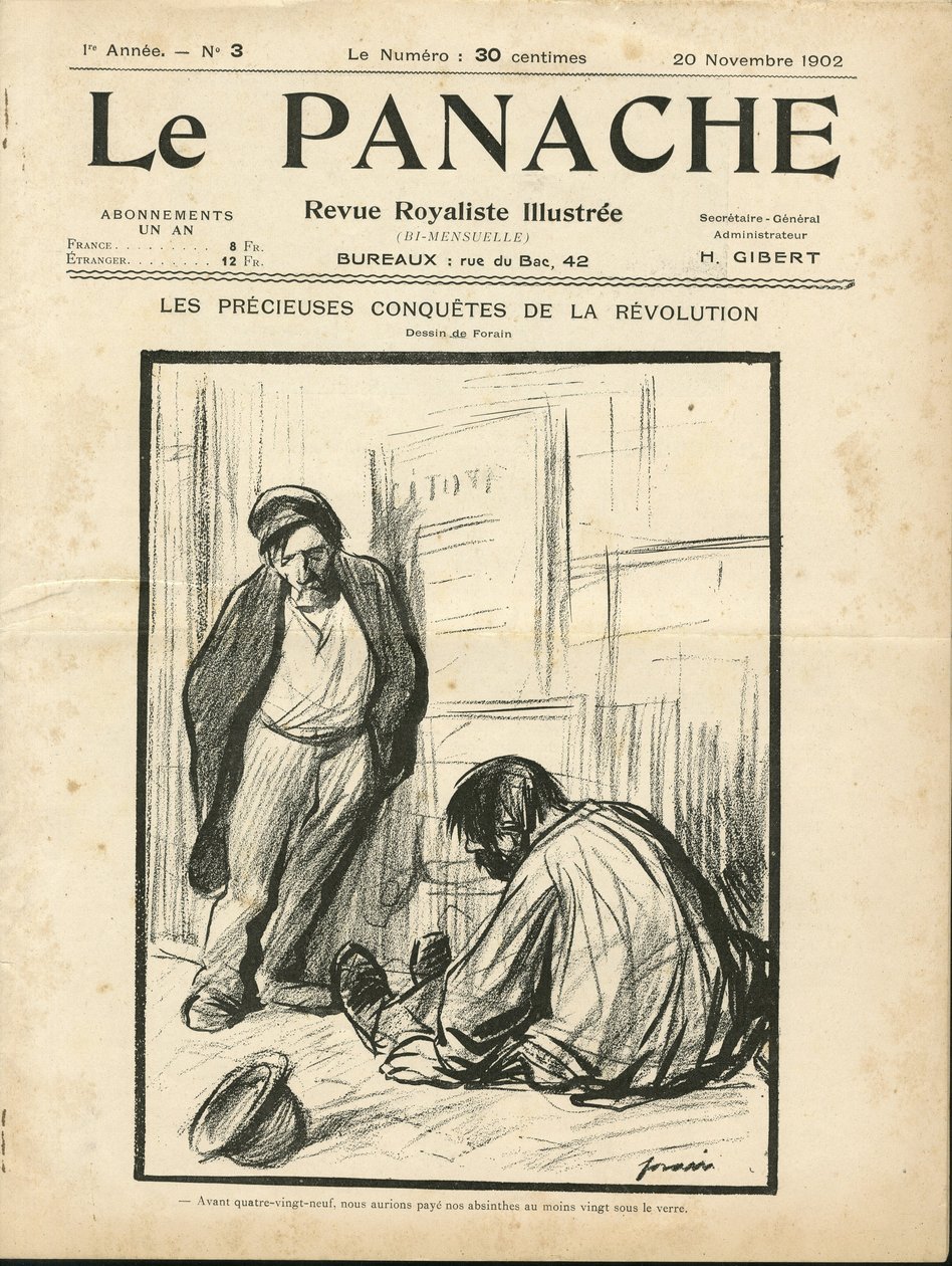 Ilustracja Jean-Louis Forain (1852-1931) do okładki Le Panache, ilustrowany magazyn rojalistyczny autorstwa Jean Louis Forain