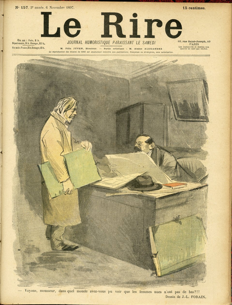 Ilustracja Jean-Louis Forain (1852-1931) do okładki Le Rire autorstwa Jean Louis Forain