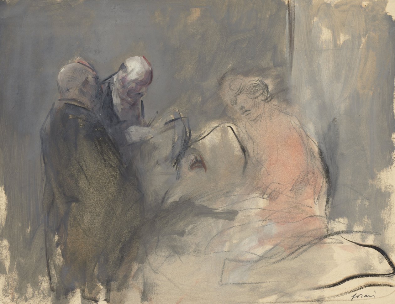 In the Hospital recto Szkic do In the Hospital verso, czwarty kwartał 1800 lub pierwszy trzeci 1900 autorstwa Jean Louis Forain