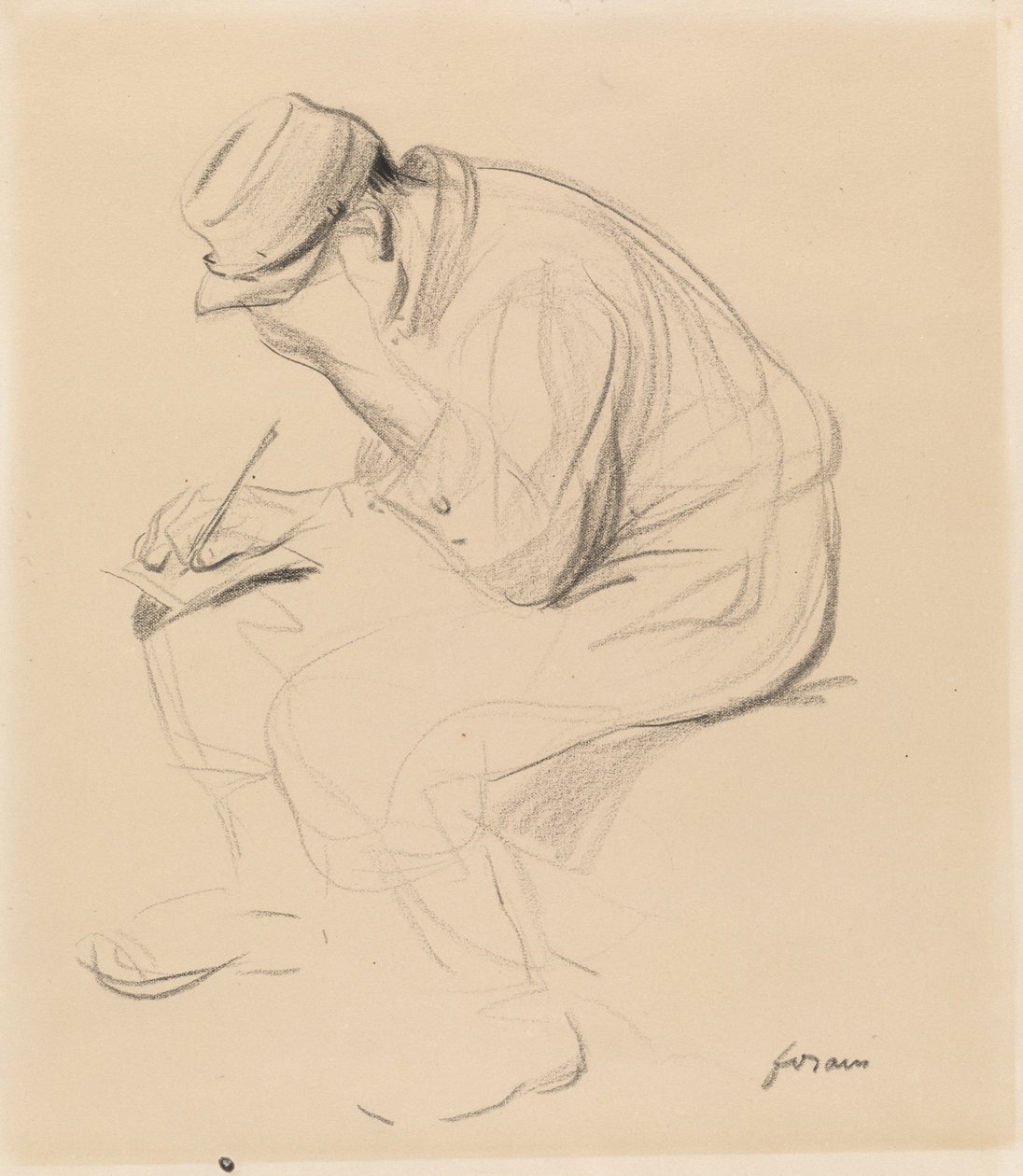 Le Poilu Francuski żołnierz piszący do domu, c. 1900. autorstwa Jean Louis Forain