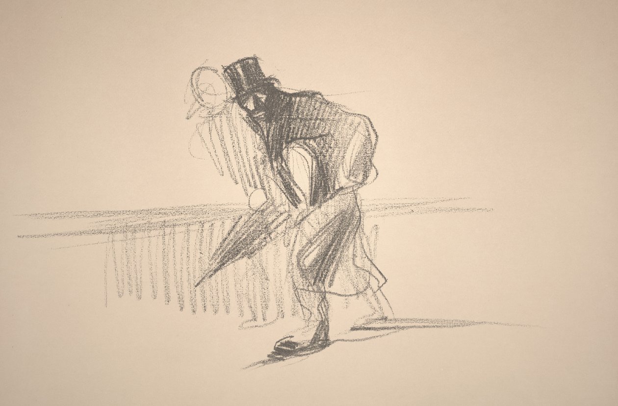 Mężczyzna z parasolem (lito) autorstwa Jean Louis Forain