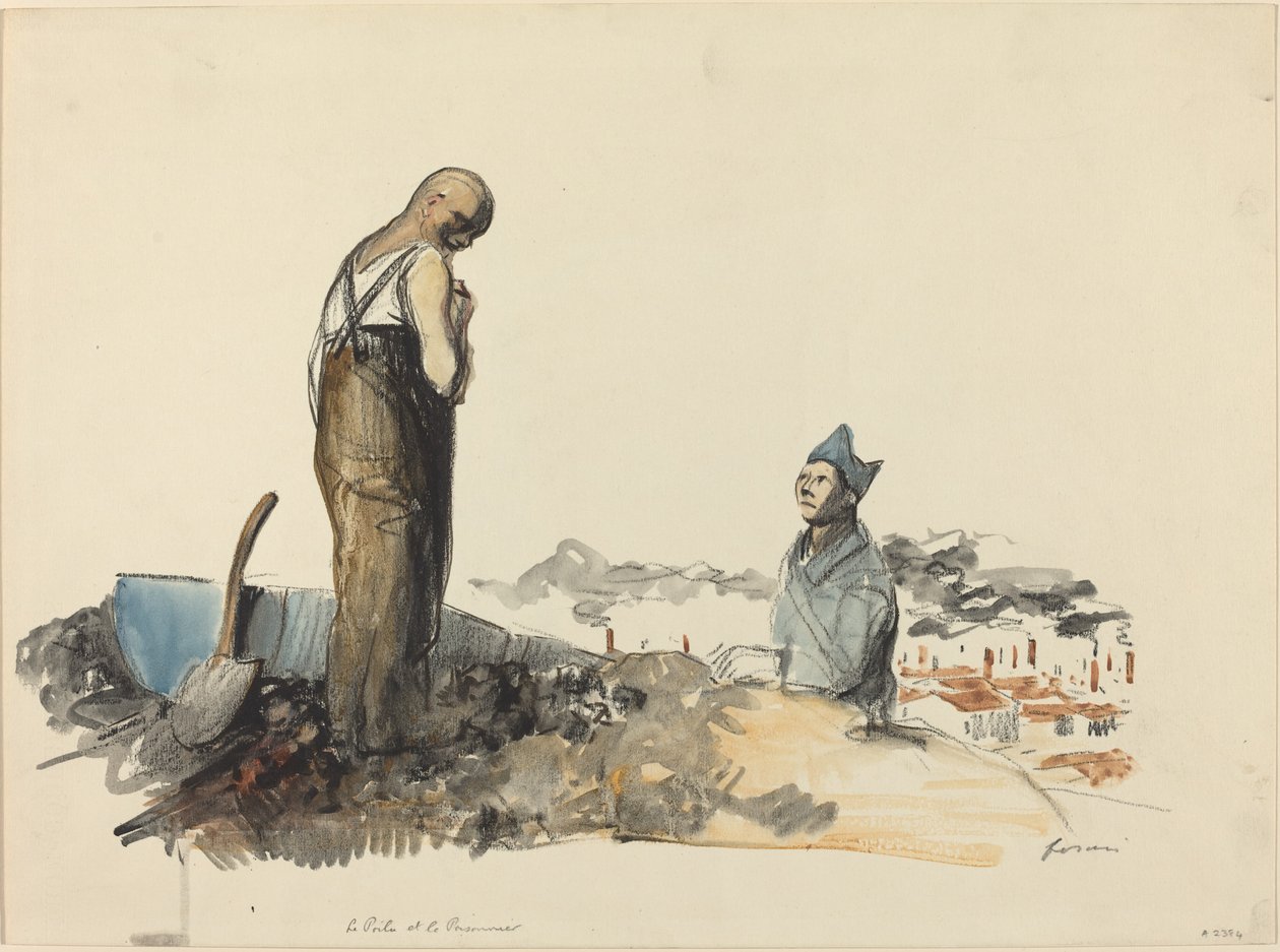 Włochaty i więzień autorstwa Jean Louis Forain