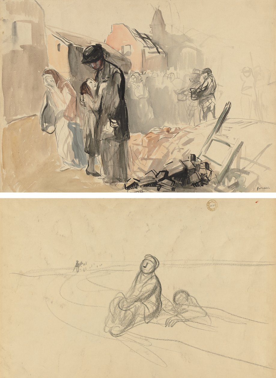 Terytorium Odzyskane (recto) Dwie postacie na drodze (verso) autorstwa Jean Louis Forain