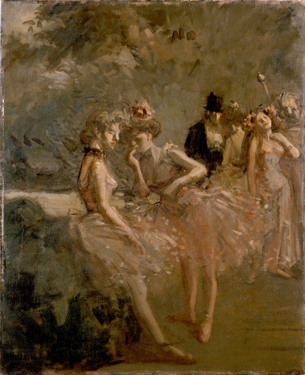 Scena na skrzydłach teatru, ok. 1870-1900 autorstwa Jean Louis Forain