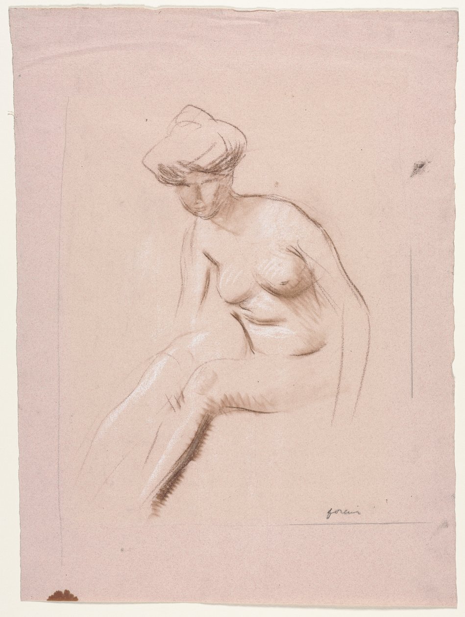 Siedzący nago, czwarty kwartał 1800 lub pierwszy trzeci 1900. autorstwa Jean Louis Forain