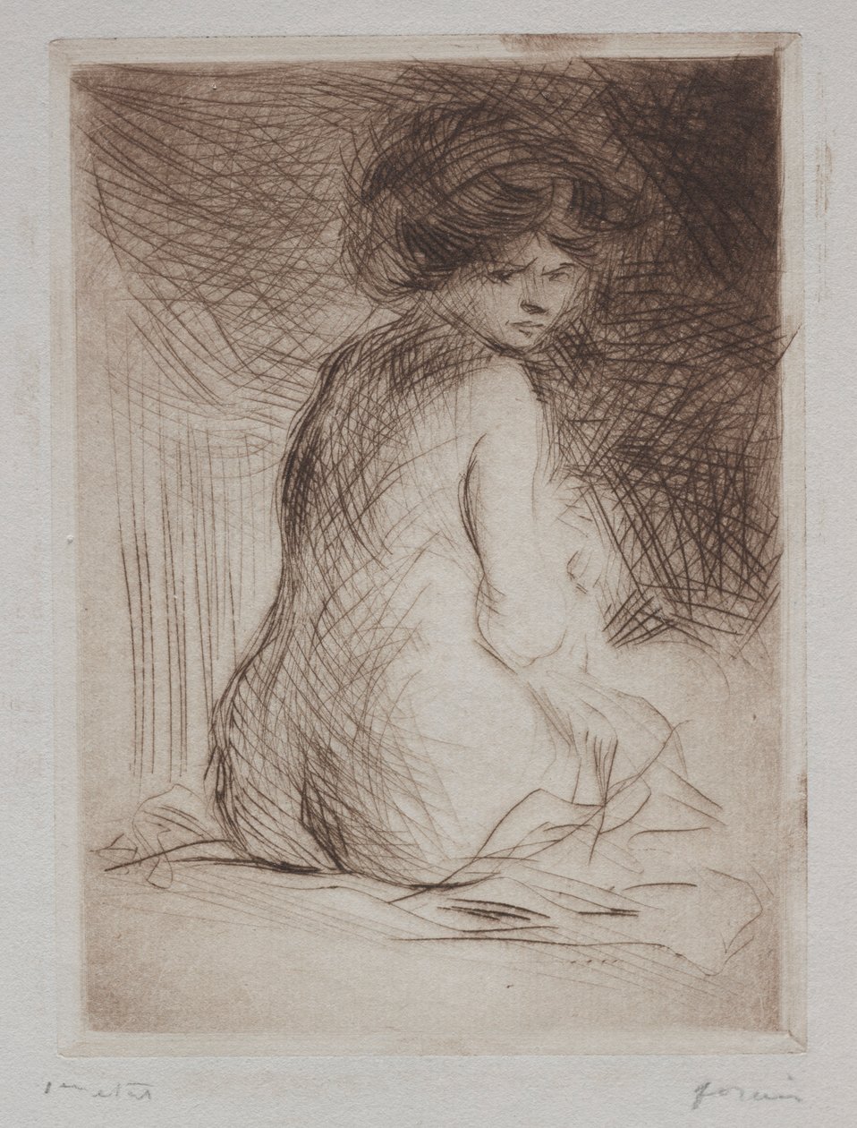 Siedząca naga kobieta z tyłu. autorstwa Jean Louis Forain