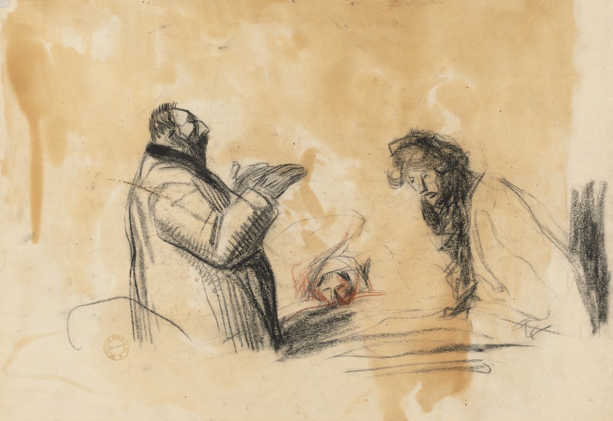 Szkic do In the Hospital na odwrocie, czwartego kwartału XIX wieku lub pierwszego trzeciego roku XX wieku. autorstwa Jean Louis Forain