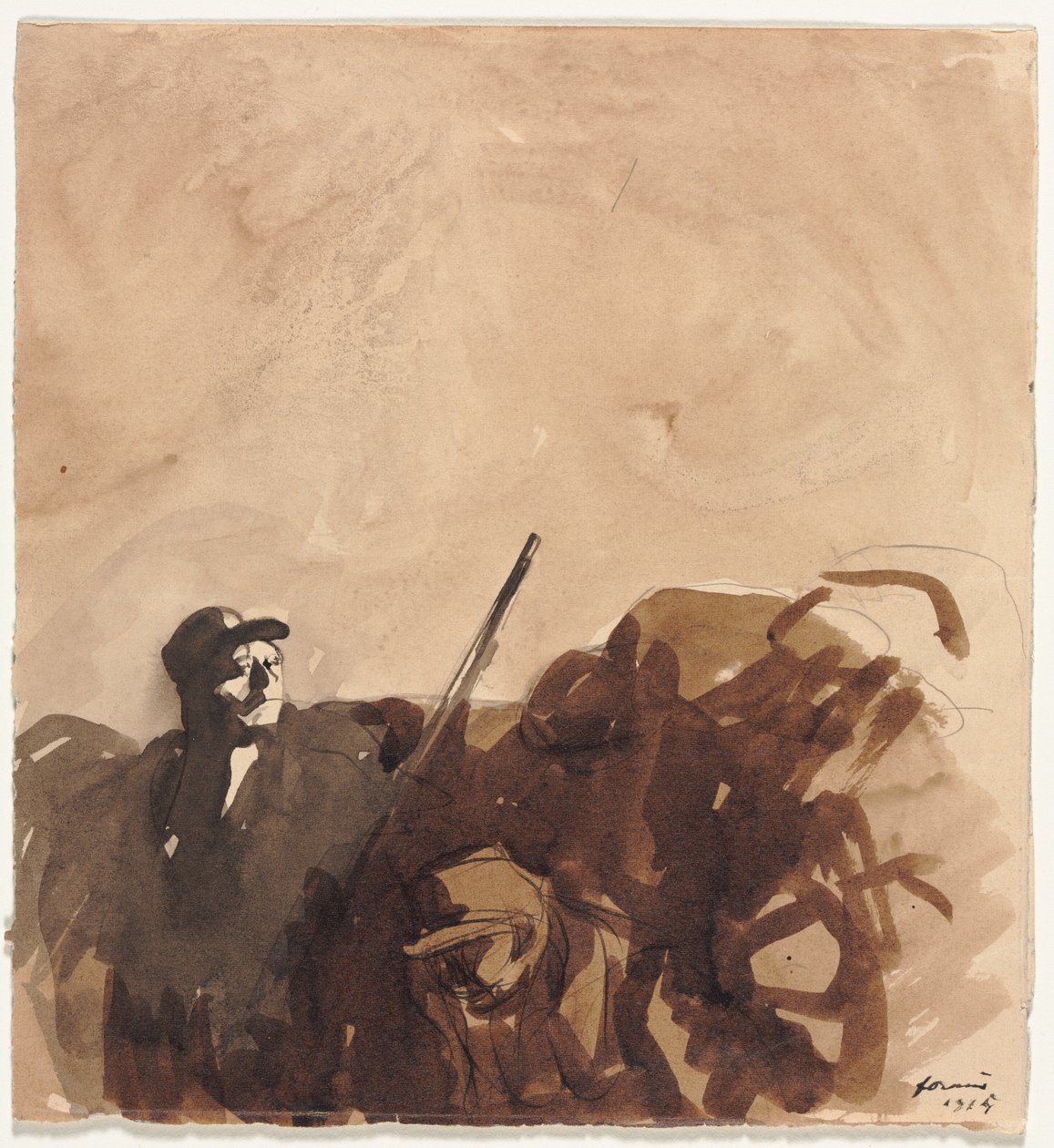 Żołnierz w okopie (rekto) autorstwa Jean Louis Forain