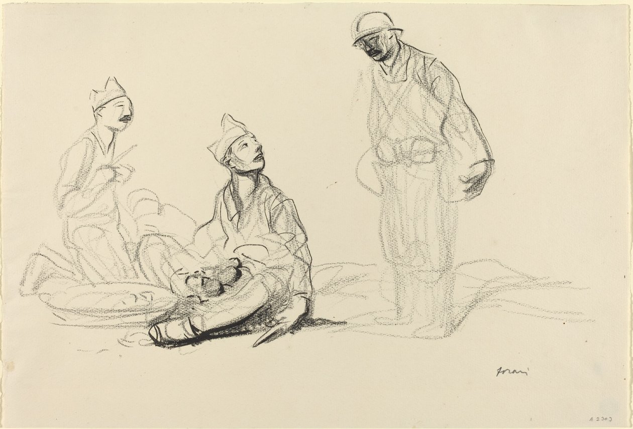 Żołnierze Przygotowujący Posiłek, ok. godz. 19141919. autorstwa Jean Louis Forain