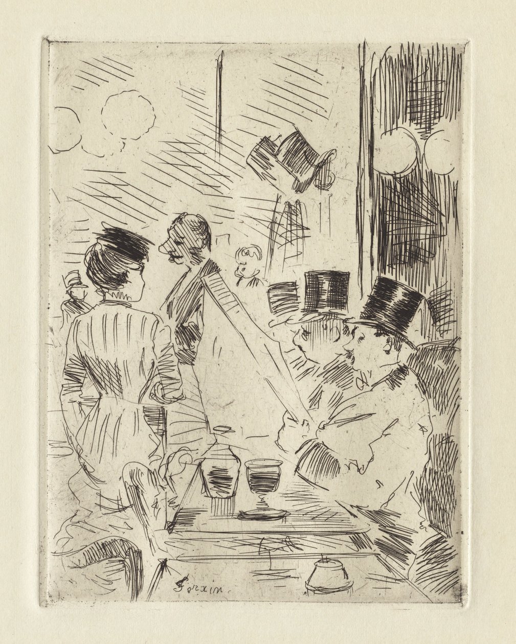 Kawiarnia w Nowych Atenach, ok. 1876 (akwaforta) autorstwa Jean Louis Forain