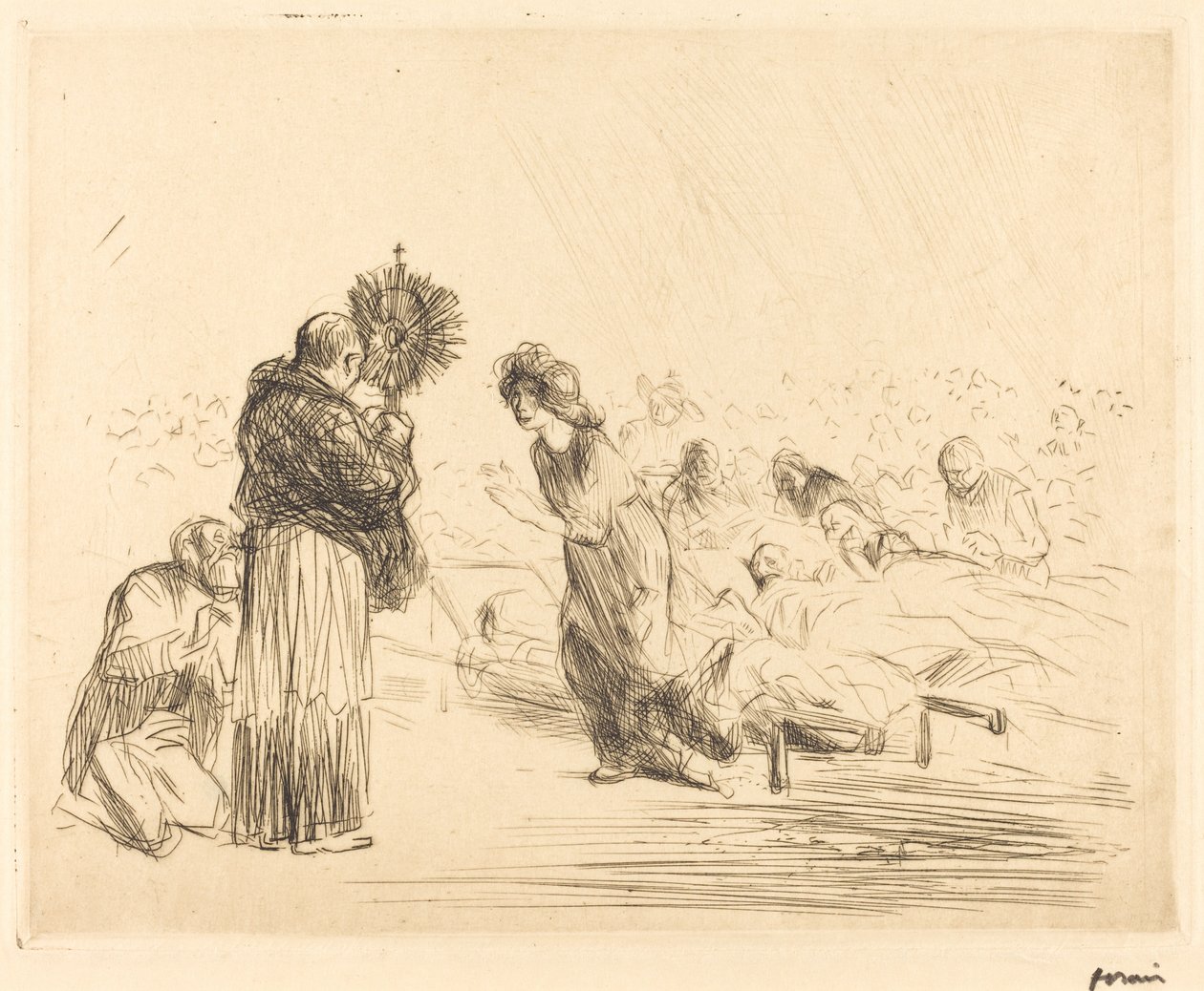 Cud przed Najświętszym Sakramentem (tablica czwarta) autorstwa Jean Louis Forain