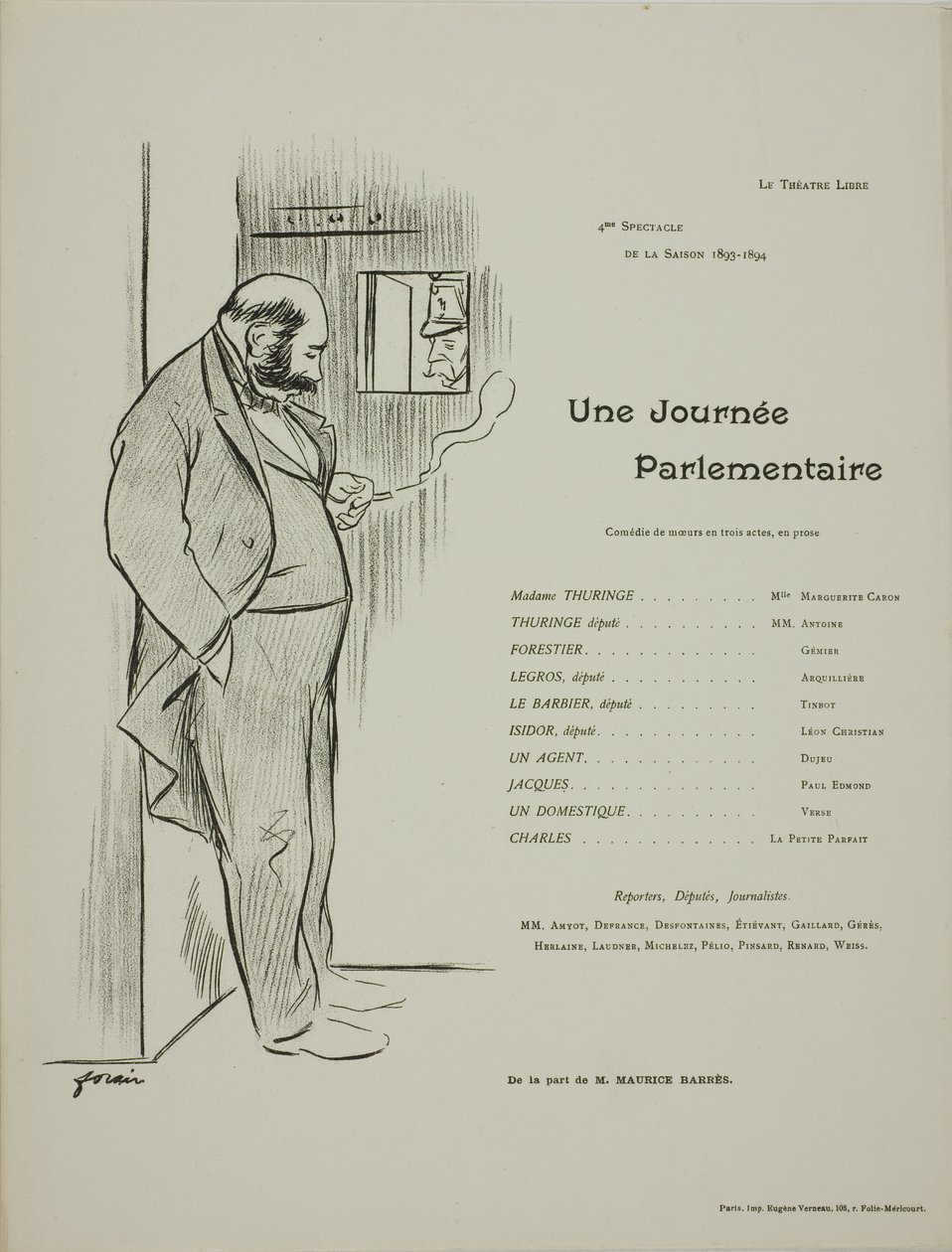 Program teatralny dla Une Journee Parlementaire autorstwa Jean-Louis Forain