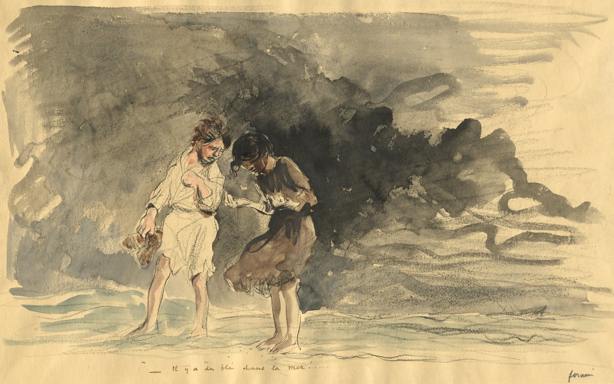 W morzu jest kukurydza!, czwarty kwartał XIX wieku lub pierwszy trzeci kwartał XX wieku. autorstwa Jean Louis Forain