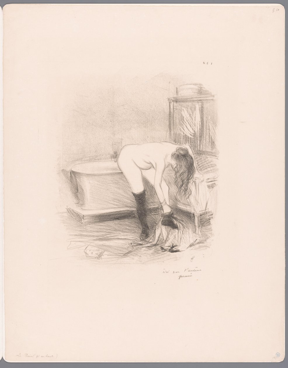 Kobieta rozbiera się w łazience Le bain autorstwa Jean Louis Forain