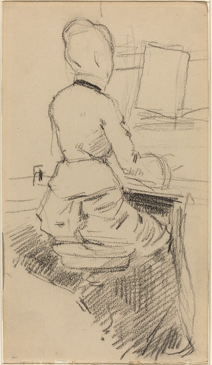 Młoda kobieta siedząca przy fortepianie [recto], ok. 1930 r. 1890. autorstwa Jean Louis Forain