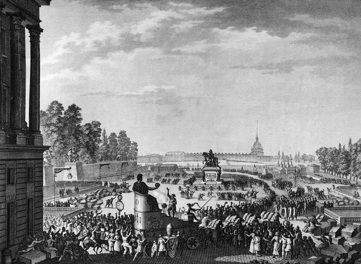 Rewolucja Francuska: Pierwsze święto wolności z okazji Szwajcarów z Chateauvieux (Chateaux Vieux lub Chateaux-Vieux) 15 kwietnia autorstwa Jean Louis II (after) Prieur
