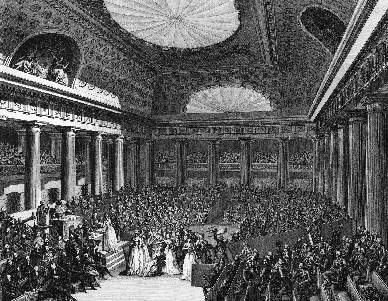 Rewolucja francuska: prezent biżuterii wykonanej przez artystki dla Zgromadzenia Narodowego 7 września autorstwa Jean Louis II (after) Prieur