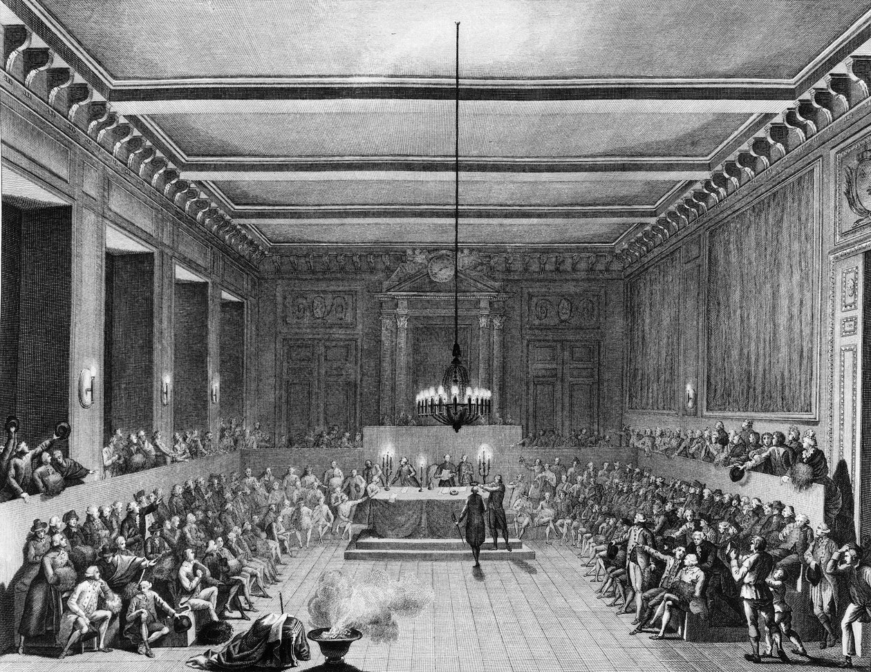 Rewolucja francuska: komuna paryska wydała wyrok na obywatela angielskiego Christophera Johna Williamsa Neshama (1771-1853) w dniu 15 stycznia 1790 r. Grawer Berthaut d