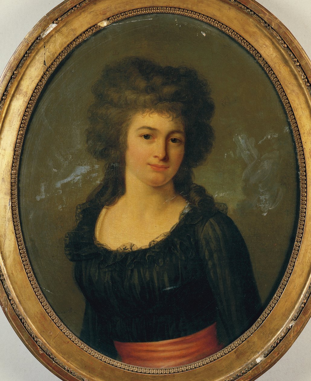 Portret dżentelmena w czarnej sukience z czerwoną szarfą autorstwa Jean Louis Laneuville