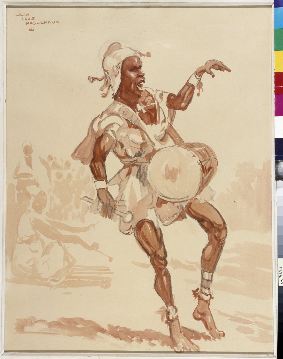 Afrykański muzyk (akwarela) autorstwa Jean Louis Paguenaud