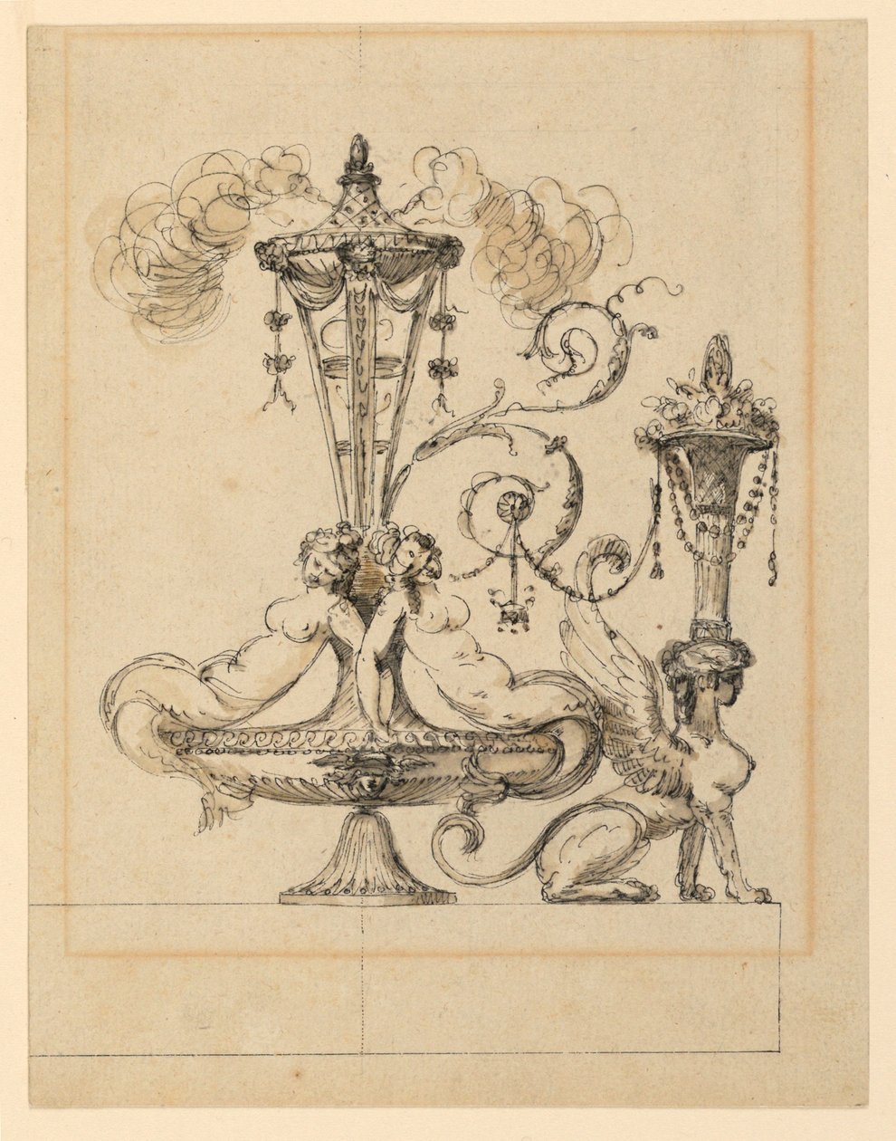Projekt dla dekoracyjnej arabeski autorstwa Jean Louis Prieur the Younger