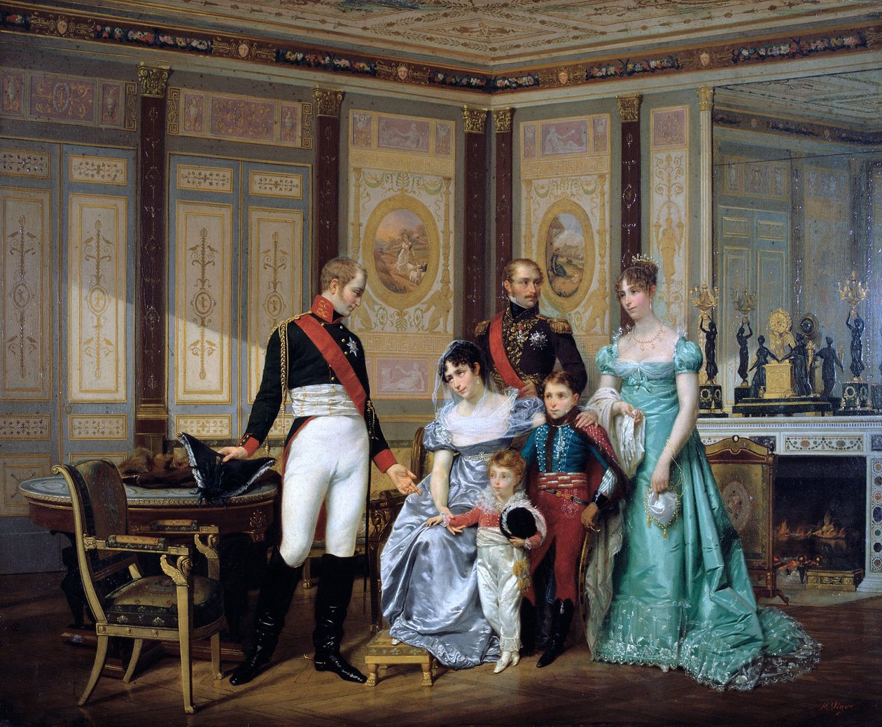 „Cesarzowa Józefina przedstawiająca swoje dzieci cesarzowi Aleksandrowi w Malmaison”, c1839-1879 autorstwa Jean Louis Victor Viger