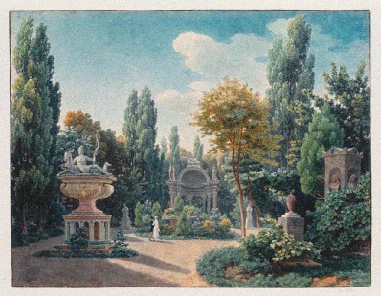 Pomnik Diany de Poitiers w Jardin du cloître des Petits-Augustins, 1815 autorstwa Jean Lubin Vauzelle