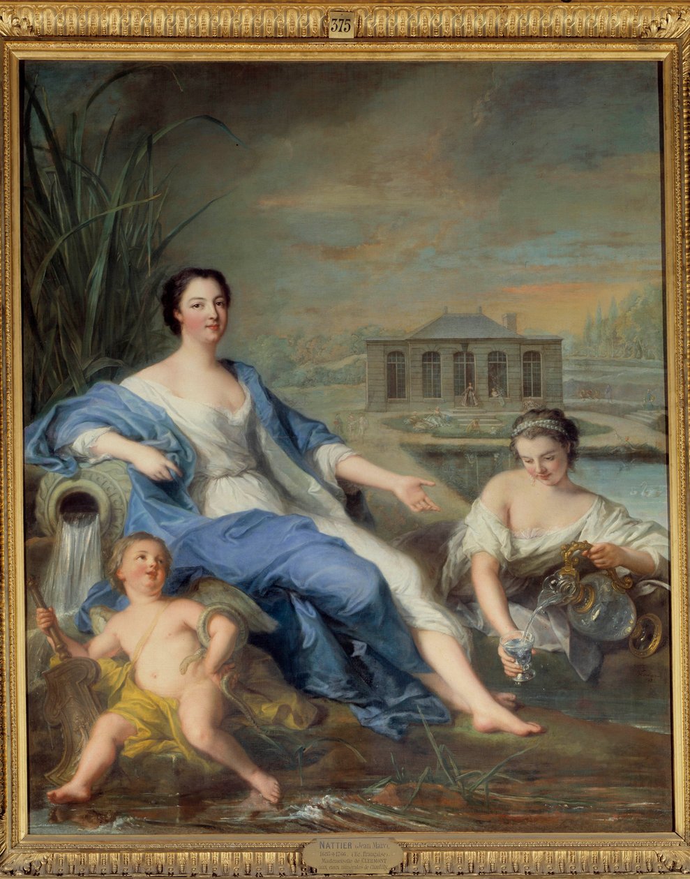 Pełnowymiarowy portret Marie Anne de Bourbon zwany Mademoiselle de Clermont (1697-1741) z wodami mineralnymi z Chantilly Painting Jean Marc (Jean-Marc) Nattier (1685-1766) autorstwa Jean Marc Nattier