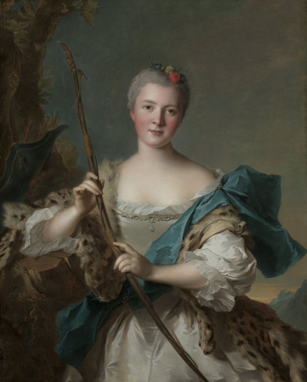 Portret kobiety jako Diany, 1752 autorstwa Jean Marc Nattier