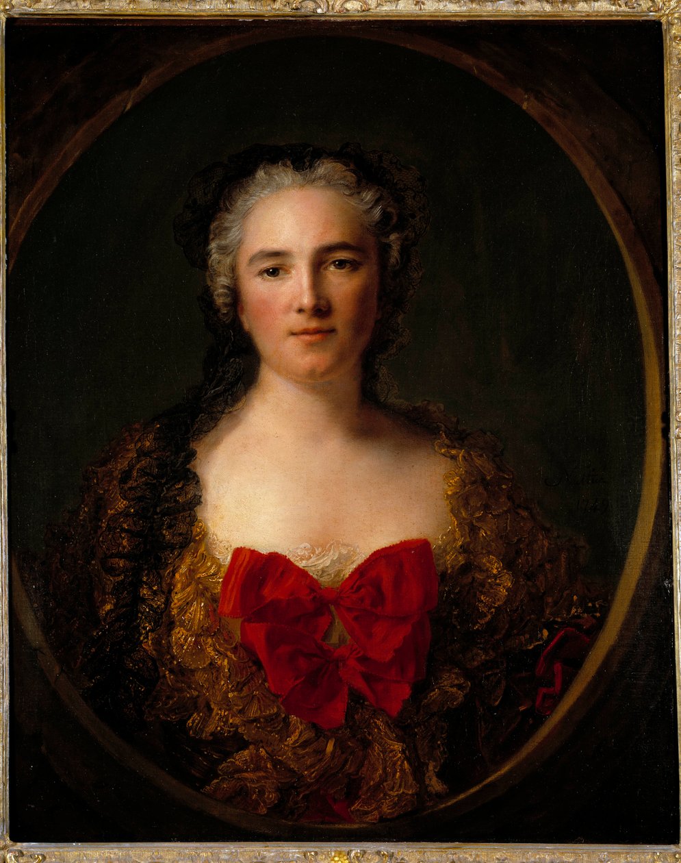 Portret markizy Louise Elisabeth De Dreux Breze Nosi sukienkę ozdobioną czerwonym węzłem - Obraz Jean Marc (Jean-Marc) Nattier (1685-1766) 1749 Dim 0,73x0,59 m Douai musee de la Chartreuse autorstwa Jean Marc Nattier