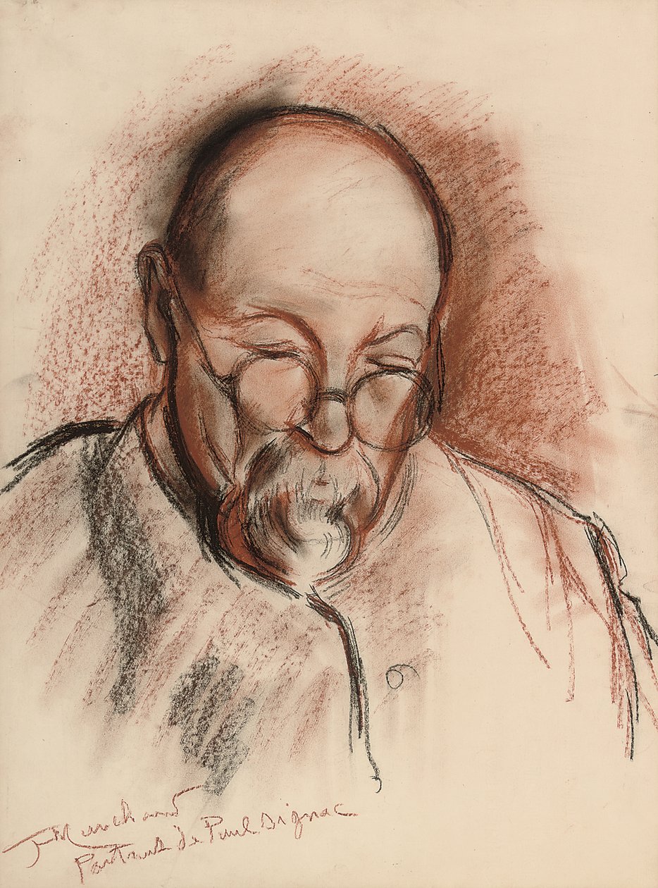 Portret Paula Signaca (węgiel i kreda na papierze) autorstwa Jean Marchand