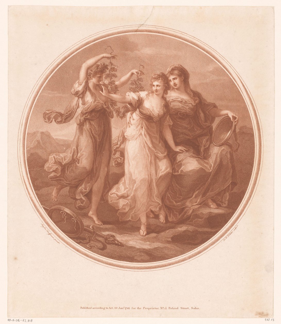 Beauty (Bellezza) doradzana przez Prudence (Prudentia), odrzuca pokusy szaleństwa (Pazzia) autorstwa Jean Marie Delattre