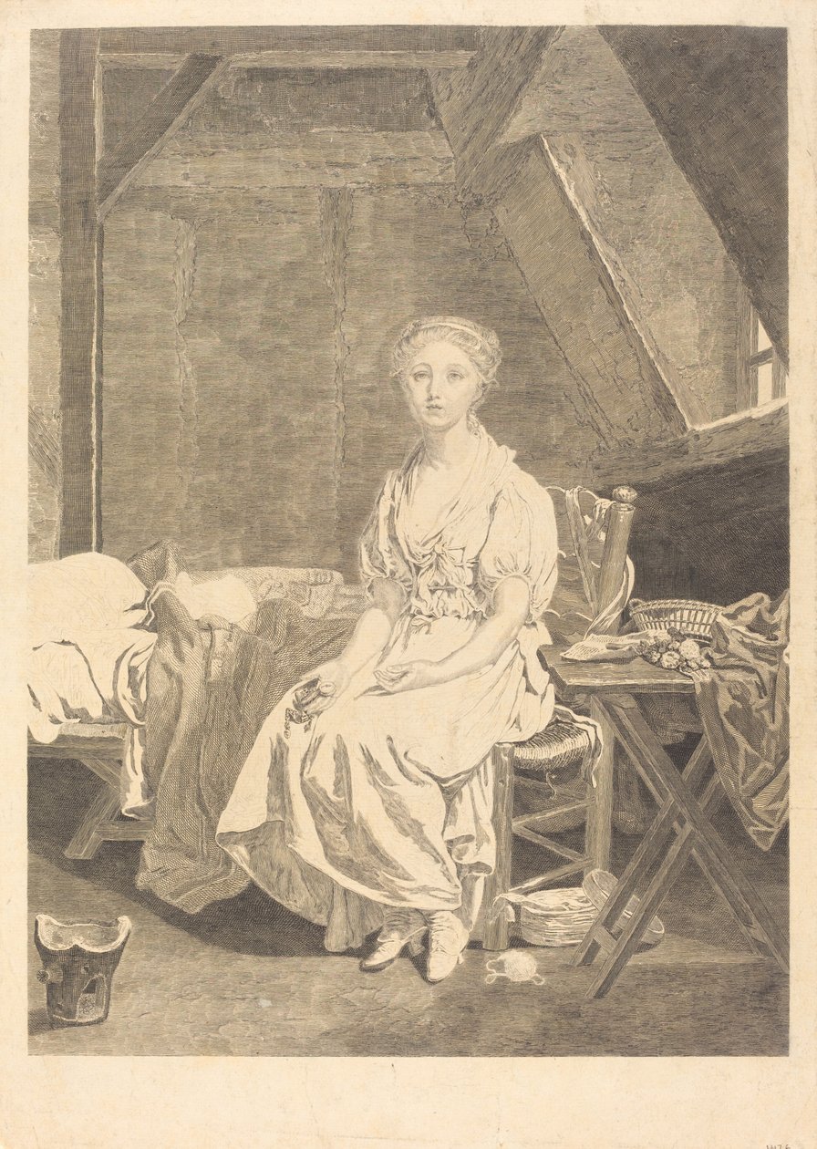 Chwiejna cnota autorstwa Jean Massard after Jean Baptiste Greuze