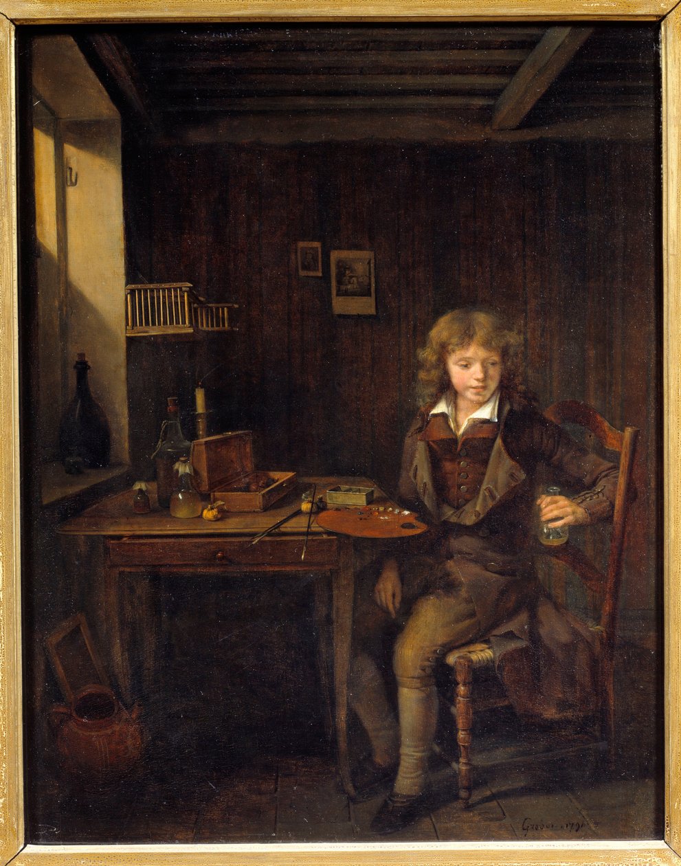 Młody student przygotowujący kolorystykę mistrza Malarstwo Jean Michel Grobon (1770-1853) XIX-wieczny Lyon, Musee des Beaux Arts autorstwa Jean Michel Grobon