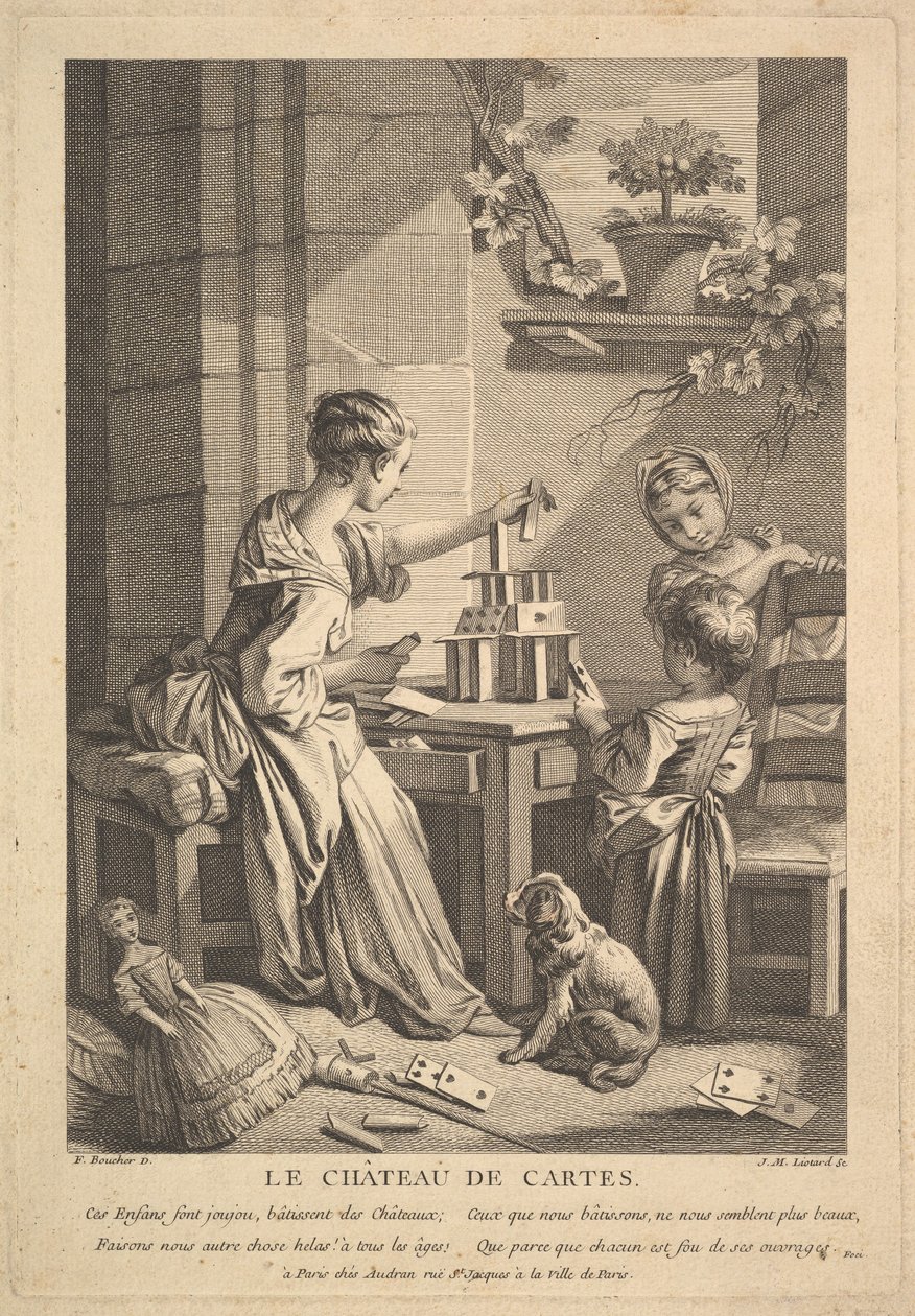 Domek z kart. autorstwa Jean Michel Liotard