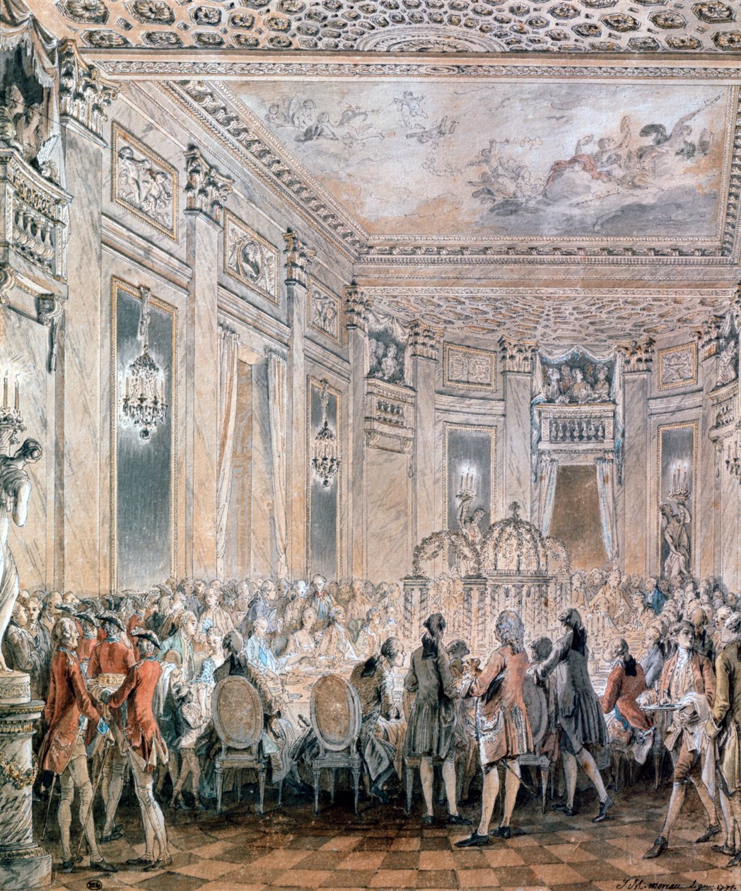 Uczta w Louveciennes, 1771 autorstwa Jean Michel the Younger Moreau