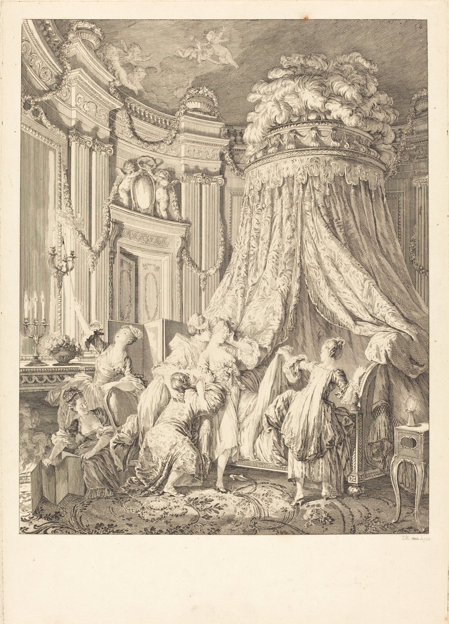 Łóżko panny młodej autorstwa Jean Michel Moreau after Pierre Antoine Baudouin