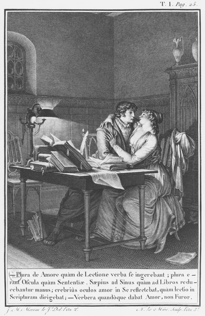Heloiza i Abelard w swoim gabinecie, ilustracja z "Lettres d