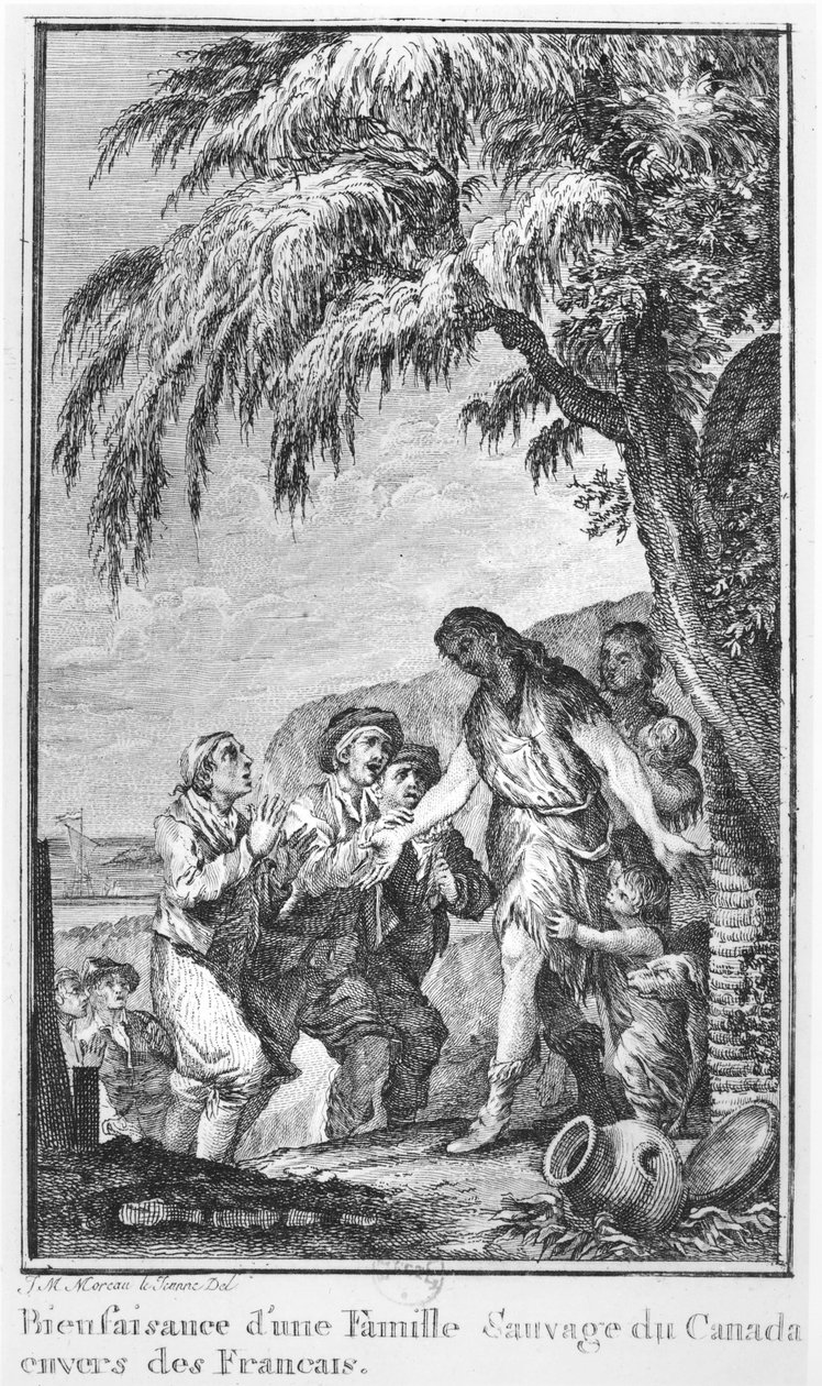 د ایبي ګیلوم رینل (1713-96) پولی لخوا د دوه هندیانو فلسفي او سیاسي تاریخ څخه بیلګه autorstwa Jean Michel the Younger Moreau