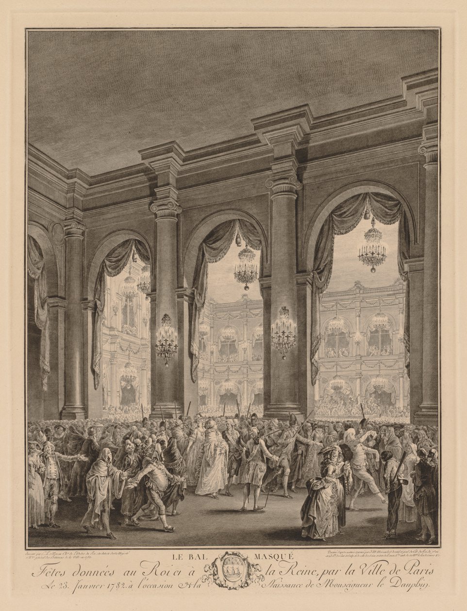 Bal maskowy wydany w Hôtel de Ville, 23 stycznia 1782 r. autorstwa Jean Michel the Younger Moreau