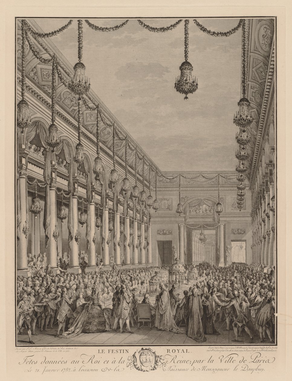 Uczta królewska w Hôtel de Ville, 21 stycznia 1782 r. autorstwa Jean Michel the Younger Moreau